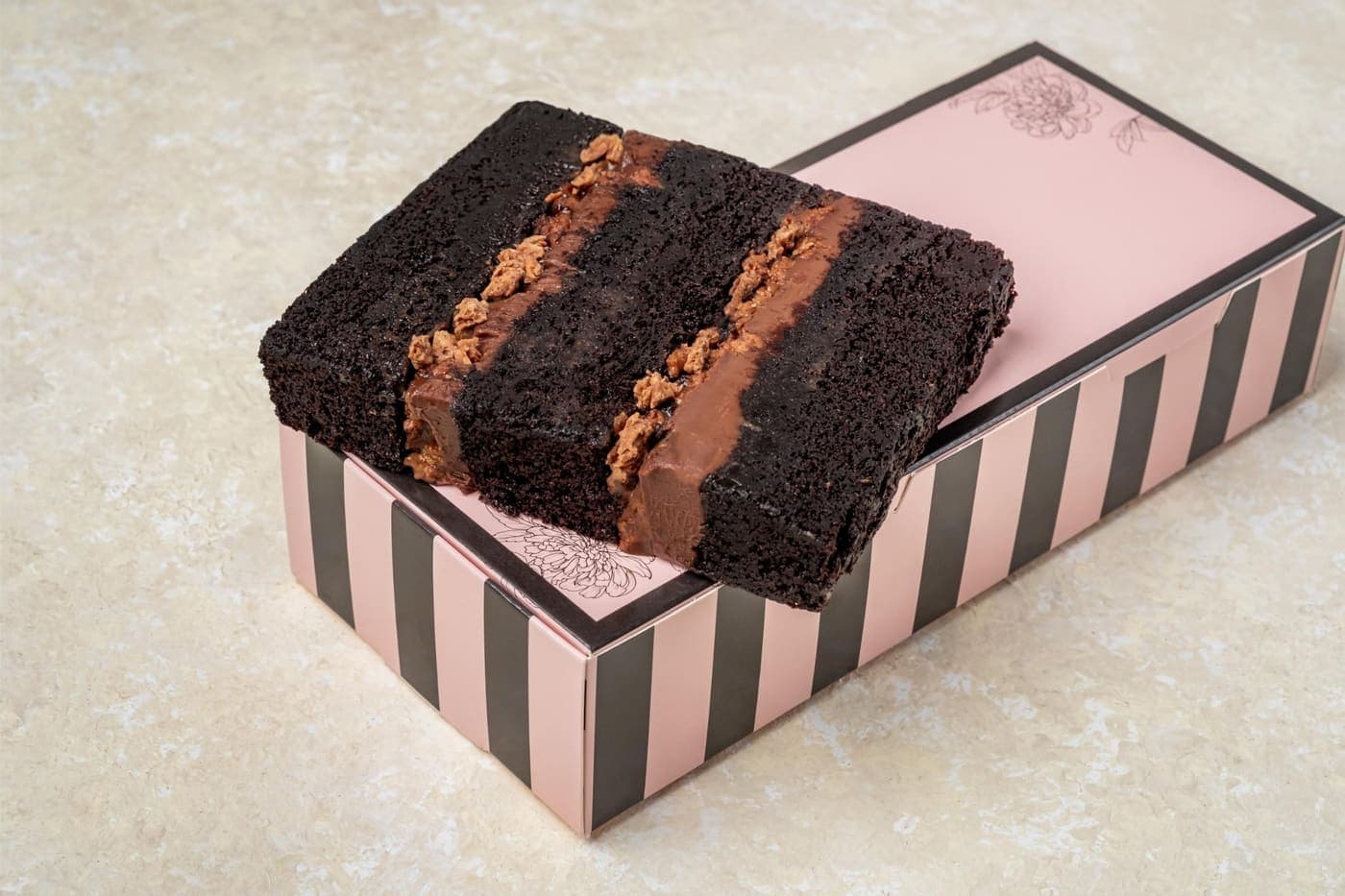 Chocolate Caramel Crunch Cake Slice