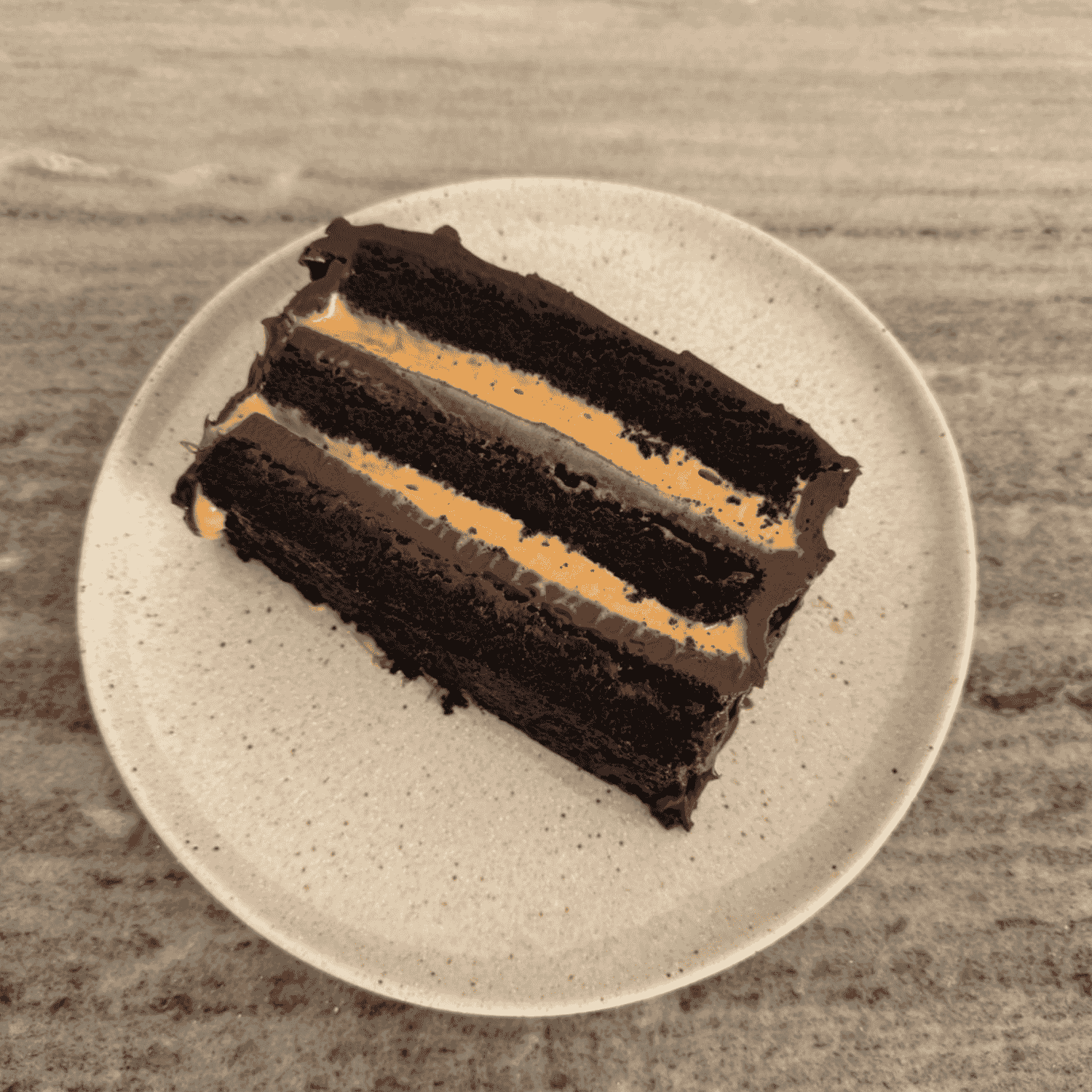 Chocolate & Whipped Salted Caramel Cake Slice